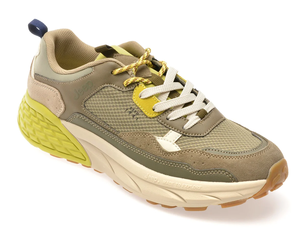Pantofi Sport JEEP Kaki, M51091A, Din Material Textil