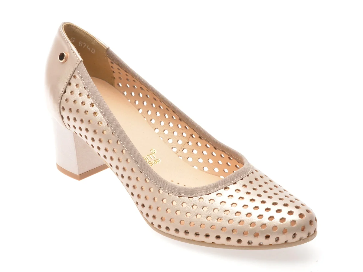 Pantofi Image Aurii, 6740, Din Piele Naturală