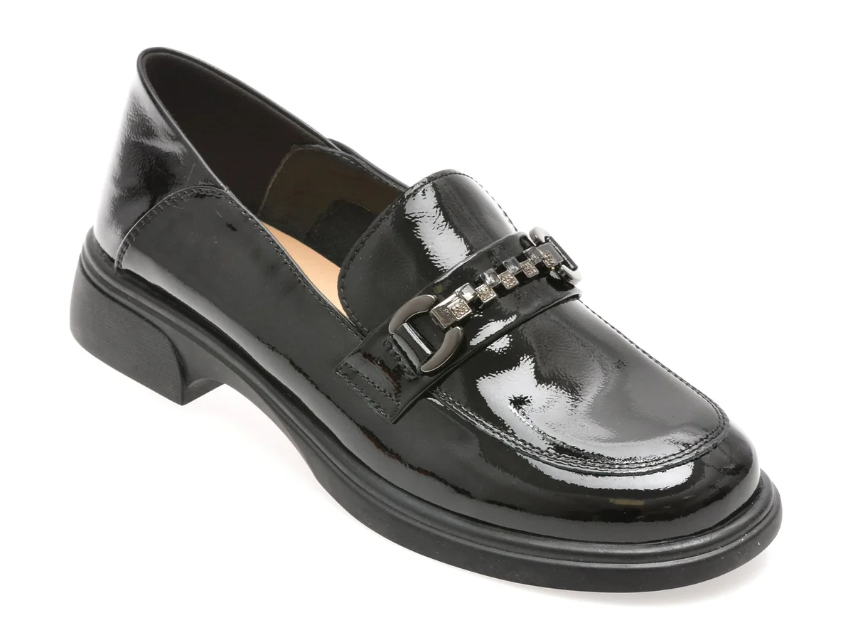 Mocasini Epica Negri, 88175, Din Piele Naturala Lacuita