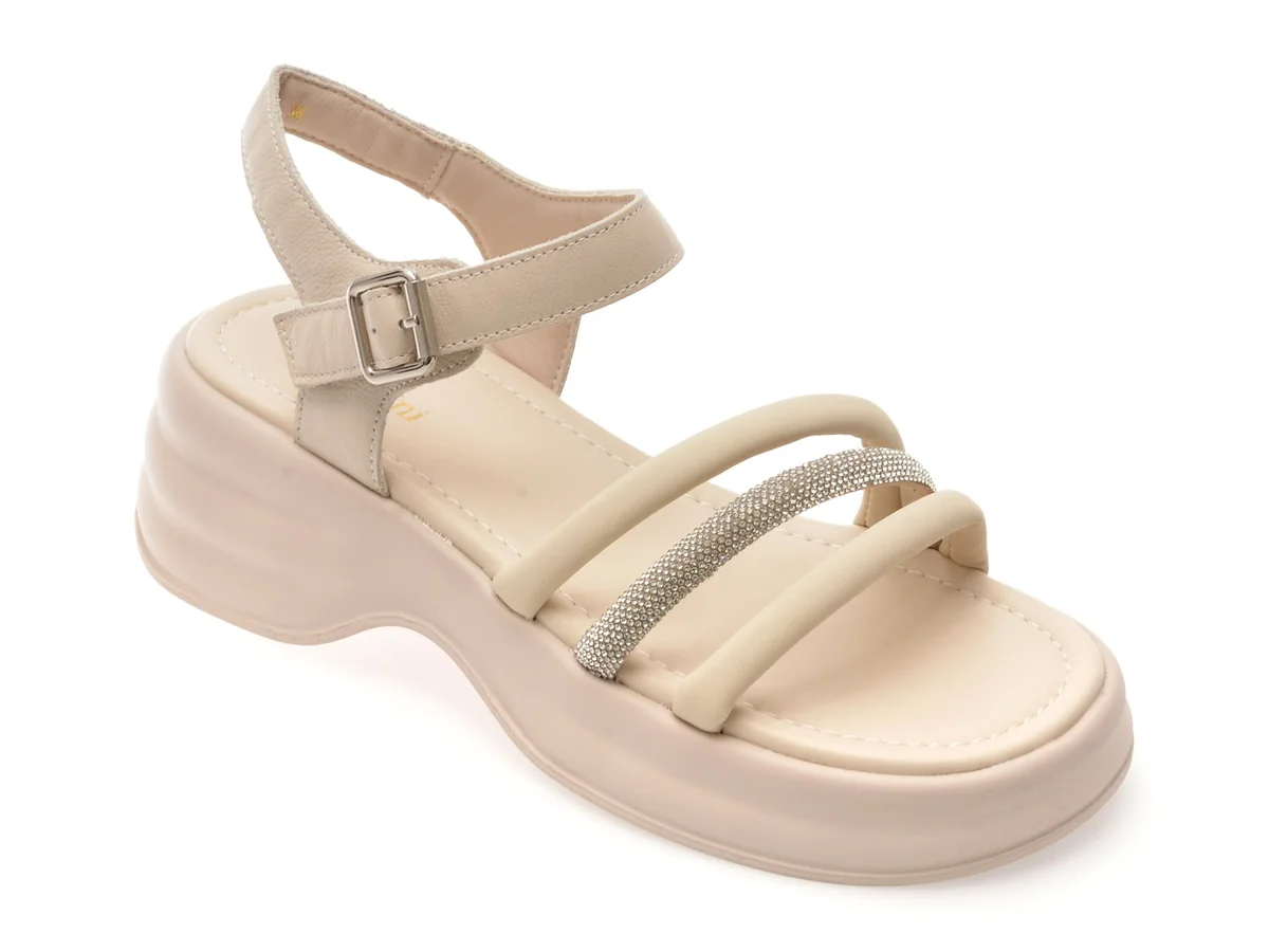 Sandale Flavia Passini Bej, 88219, Din Piele Naturala