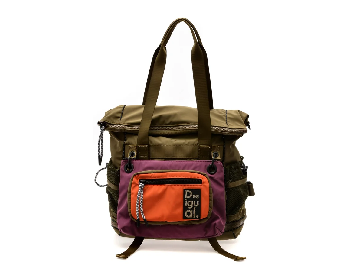 Rucsac Desigual Kaki, SAKY11, Din Material Textil