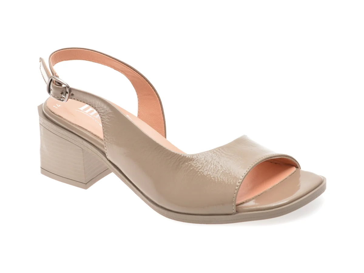 Sandale Image Gri, 2371401, Din Piele Naturală Lăcuită