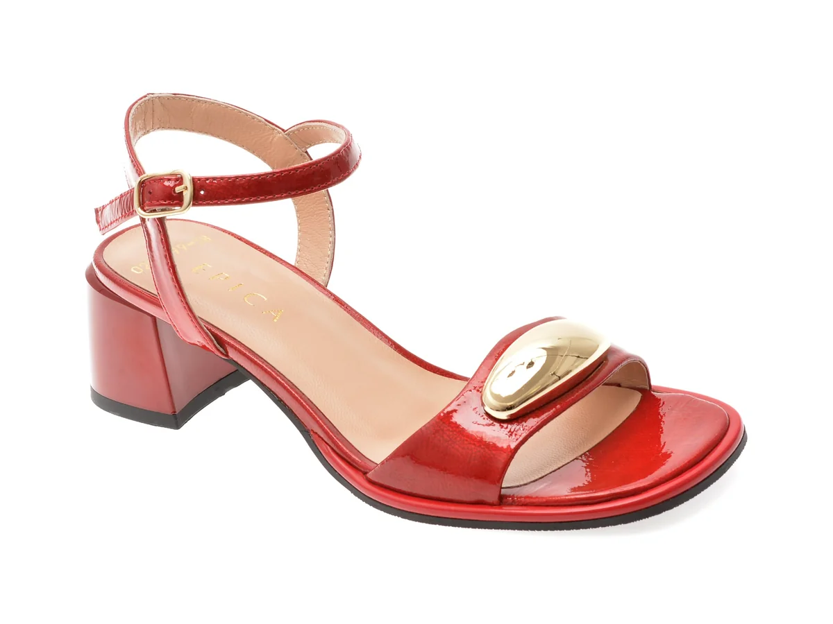 Sandale Epica Rosii, 6020255, Din Piele Naturala Lacuita