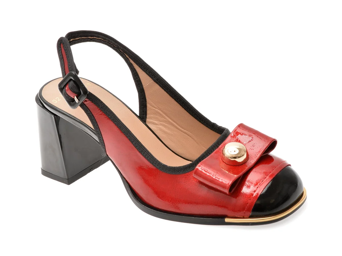 Sandale Epica Rosii, 6020232, Din Piele Naturala Lacuita