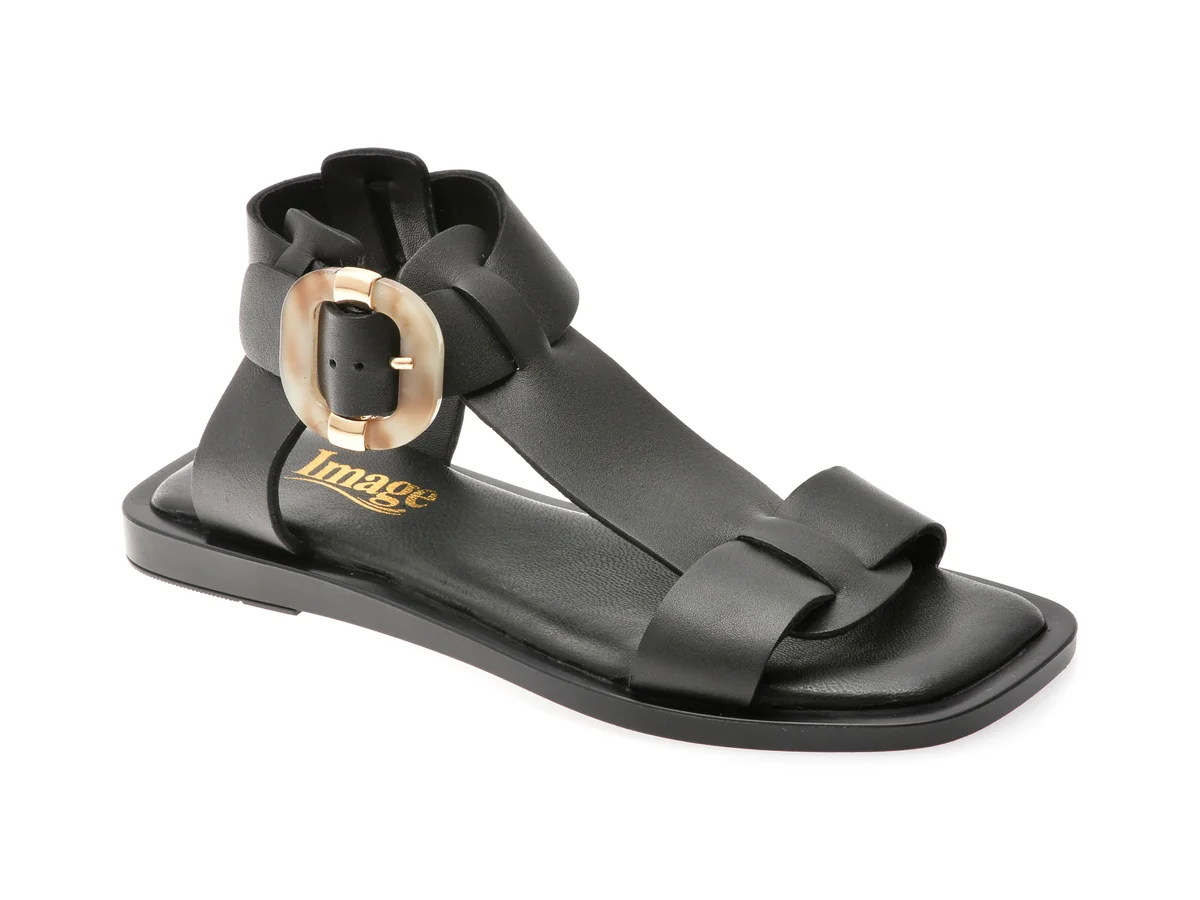 Sandale IMAGE Negre, 4845592, Din Piele Naturala