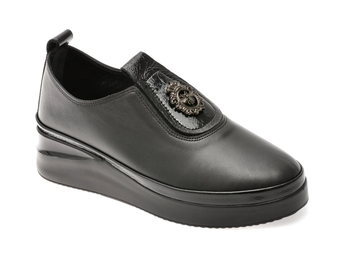 Pantofi Image Negri, 1066015, Din Piele Naturala