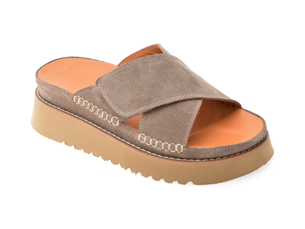 Papuci Gryxx Gri, 5071004, Din Piele Intoarsa