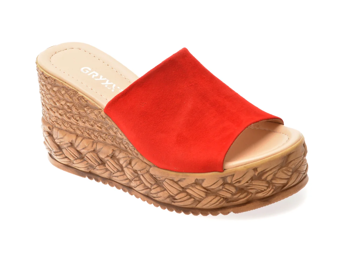 Papuci GRYXX Rosii, 2062702, Din Piele Intoarsa