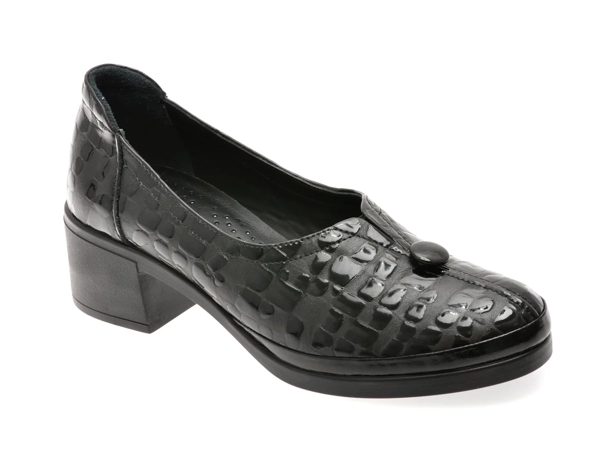 Pantofi Flavia Passini Negri, 2201750, Din Piele Naturala Lacuita