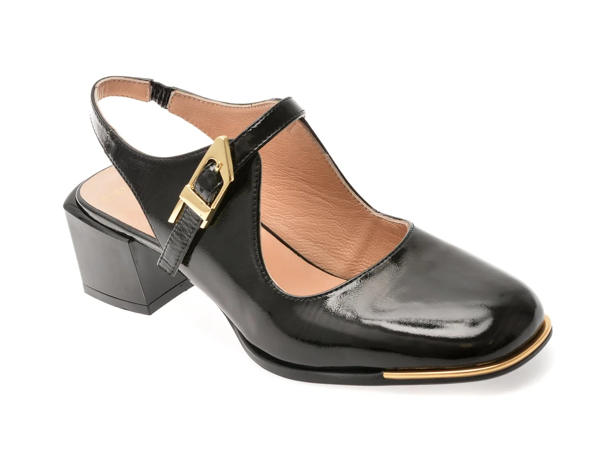 Pantofi Epica Negri, 6020182, Din Piele Naturala Lacuita