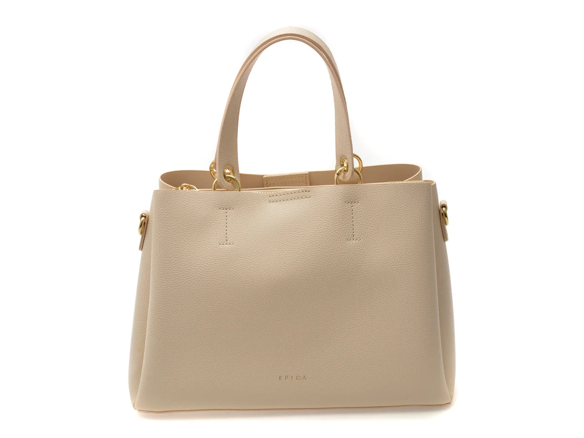 Geanta Epica Bej, 8201376, Din Piele Ecologica