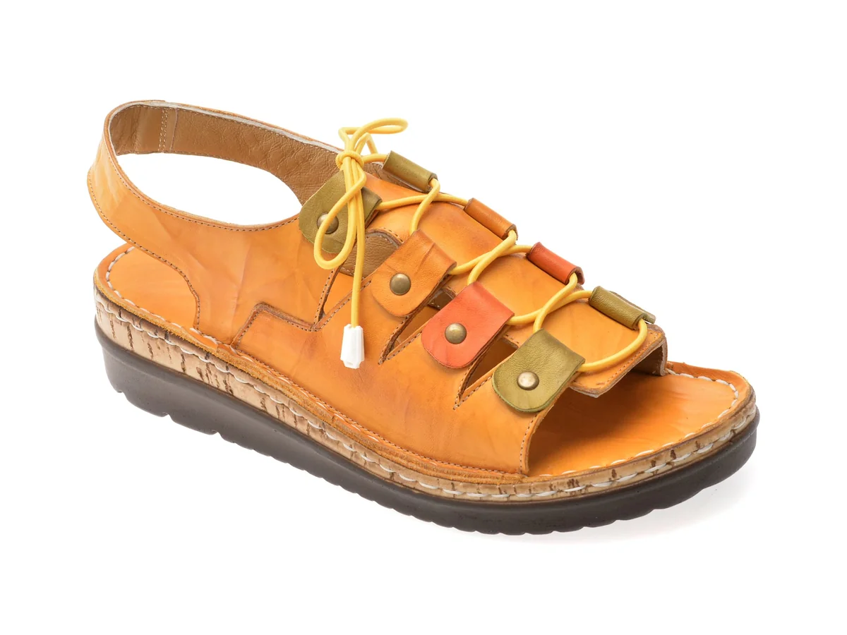 Sandale Flavia Passini Galbene, 4690, Din Piele Naturala