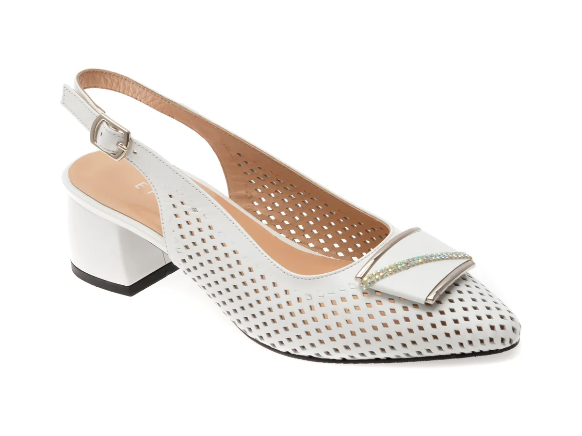 Pantofi Epica Albi, 6192121, Din Piele Naturala