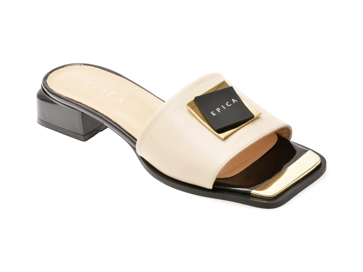 Papuci Epica Bej, 441336, Din Piele Naturală