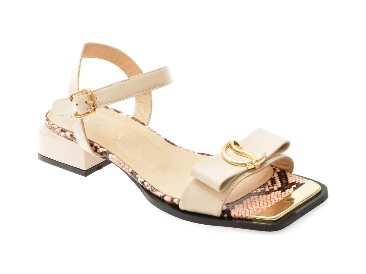 Sandale Epica Bej, 441333, Din Piele Naturală