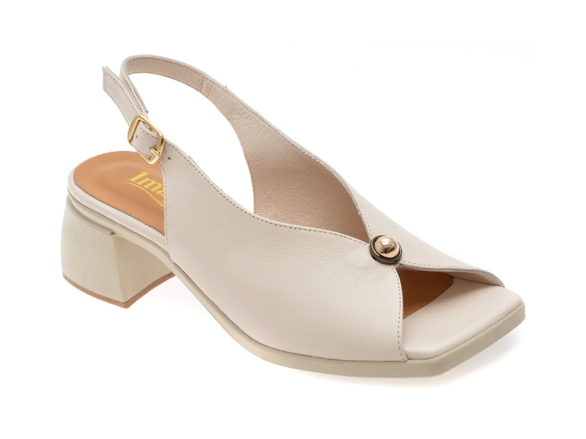 Sandale Image Albe, 4493603, Din Piele Naturala