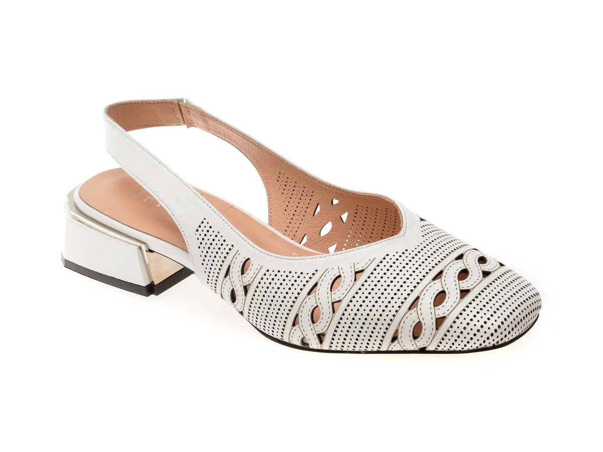 Pantofi Epica Albi, 3512411, Din Piele Naturală