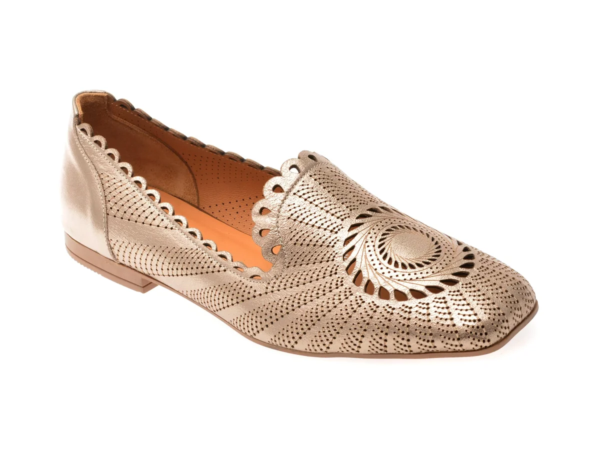 Mocasini Image Aurii, 3512456, Din Piele Naturala