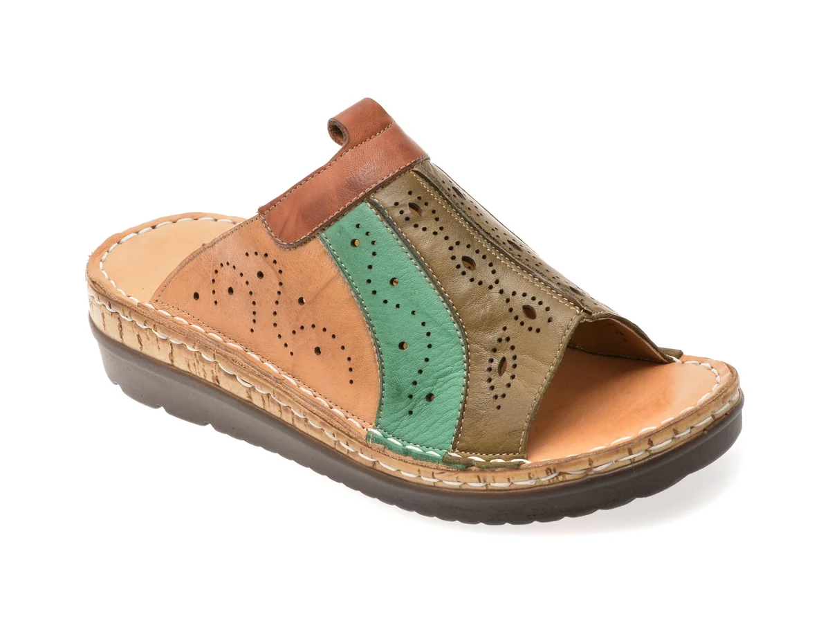Papuci Flavia Passini Verzi, 4710, Din Piele Naturală