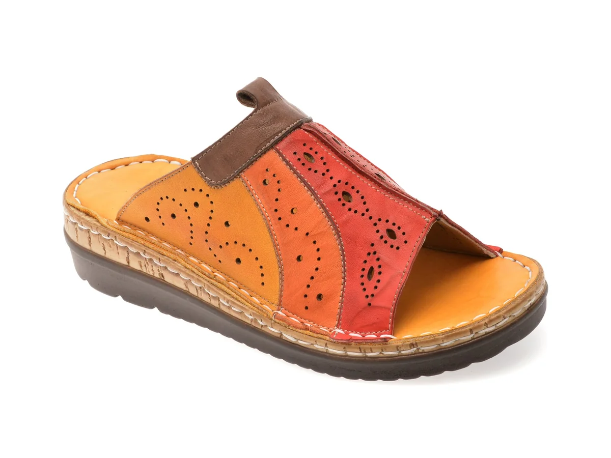 Papuci Flavia Passini Roșii, 4710, Din Piele Naturală