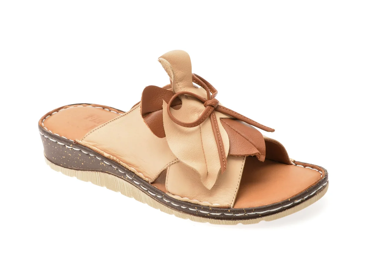 Papuci Flavia Passini Bej, 1320, Din Piele Naturala