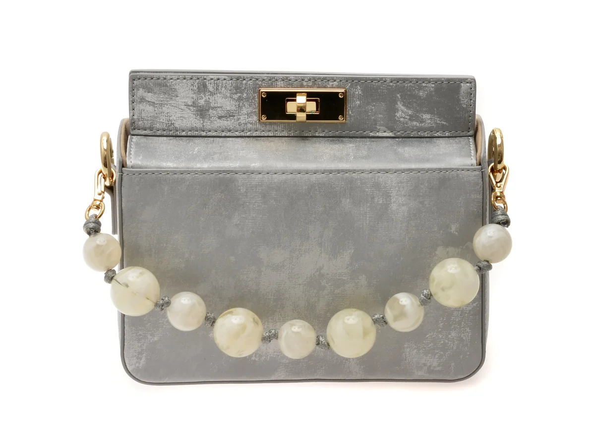 Geanta EPICA Argintie, 400813, Din Piele Naturala