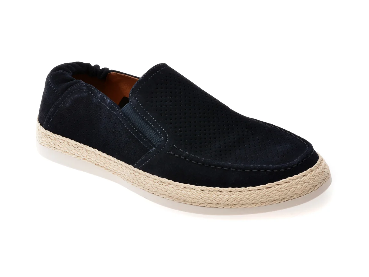 Mocasini Epica Bleumarin, 1000, Din Piele Intoarsa