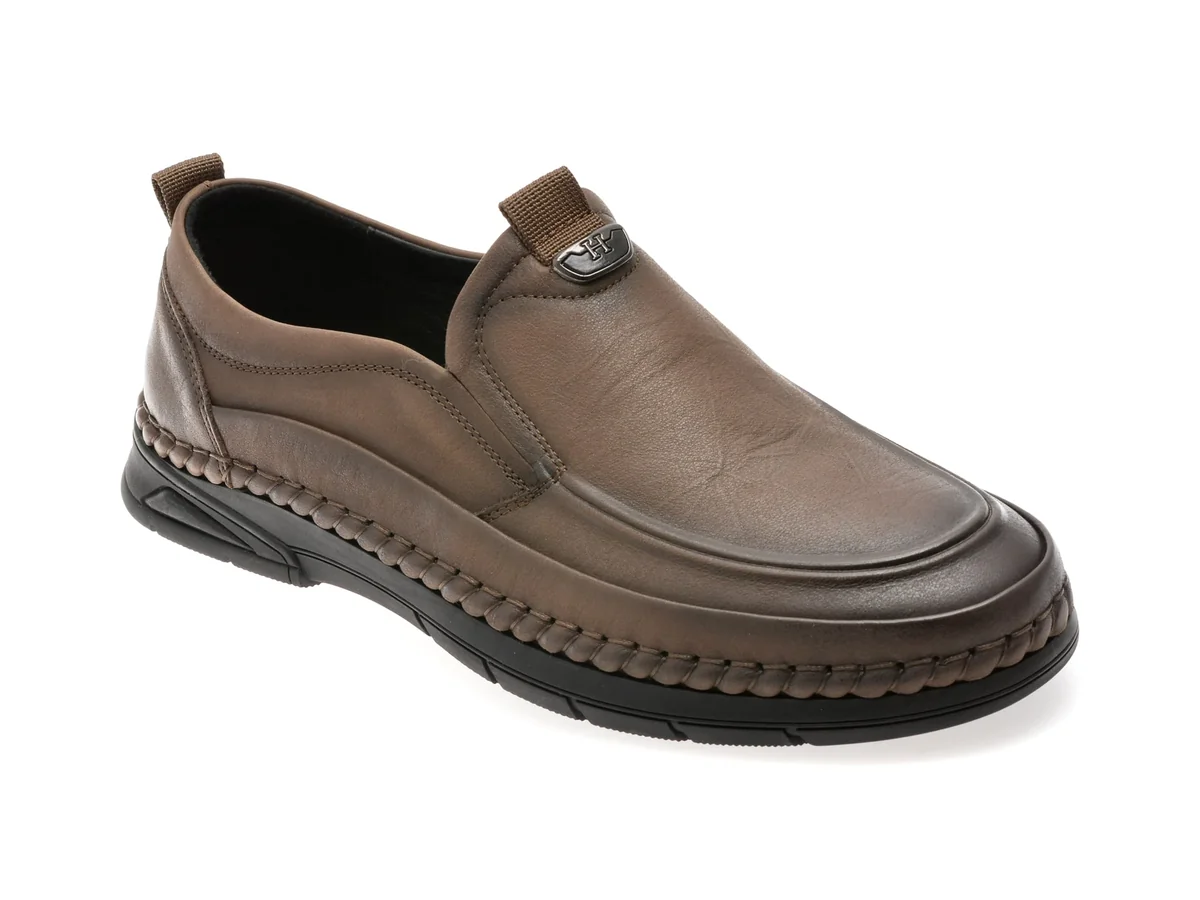Mocasini Otter Kaki, T8512, Din Piele Naturală