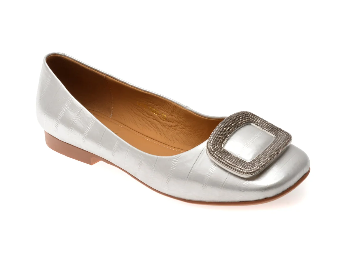 Balerini Gryxx Argintii, G266, Din Piele Naturala