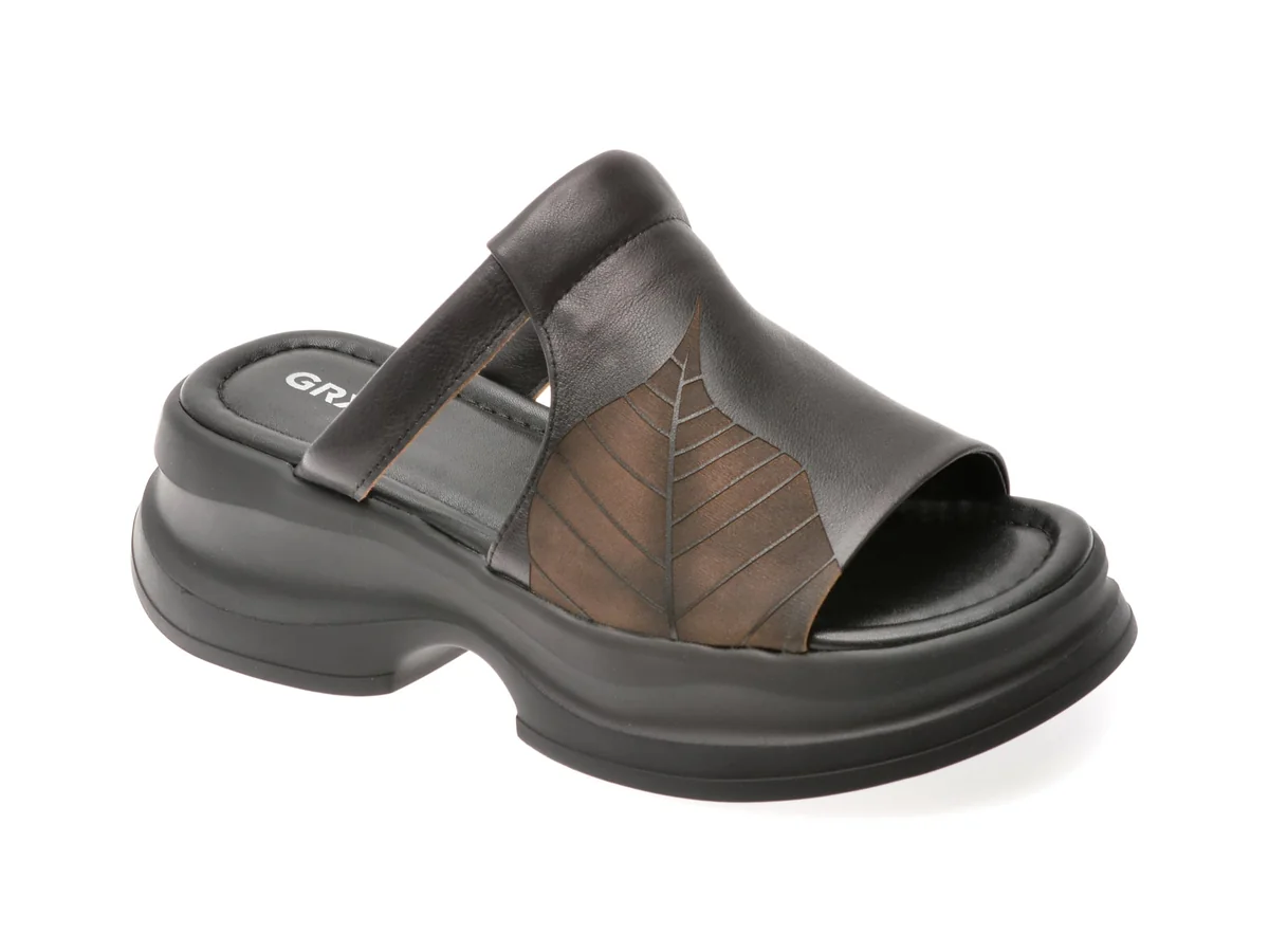 Papuci GRYXX Negri, 28619, Din Piele Naturala