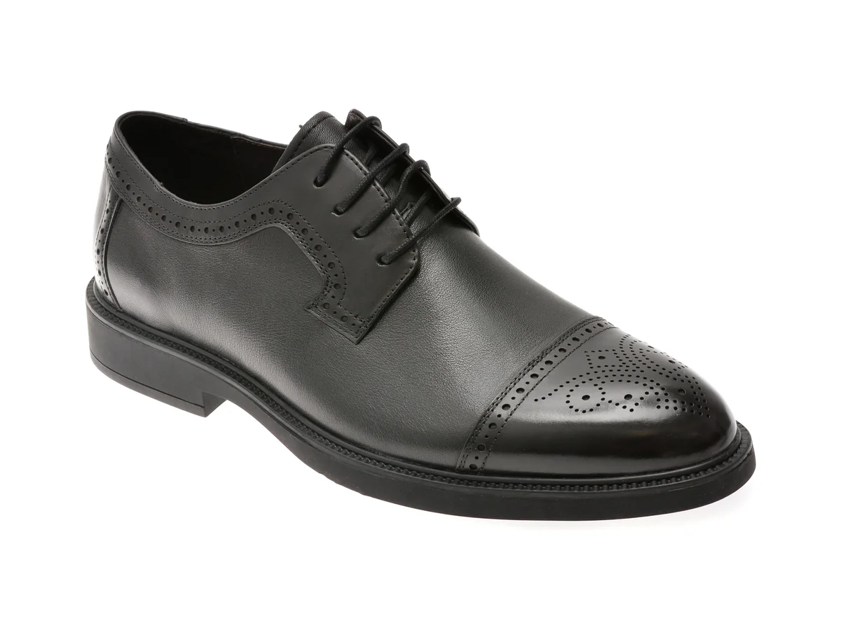 Pantofi Eleganti Otter Negri, 30008, Din Piele Naturala