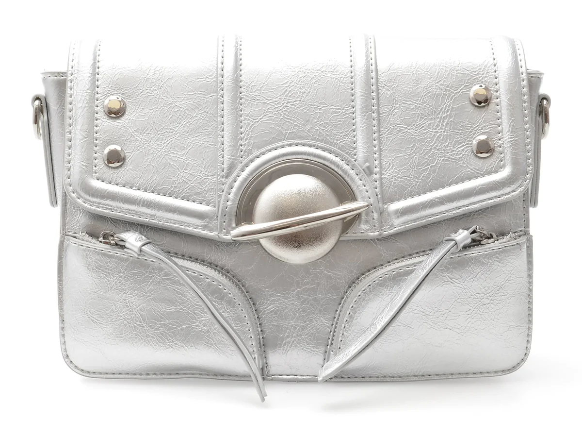 Geanta Gryxx Argintie, 2668, Din Piele Ecologica