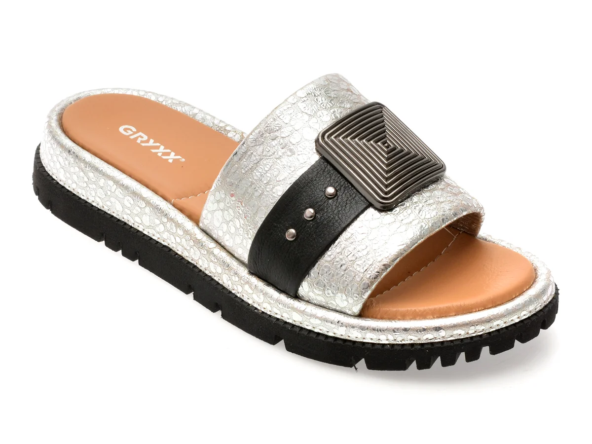 Papuci GRYXX Negri, 220360, Din Piele Naturala