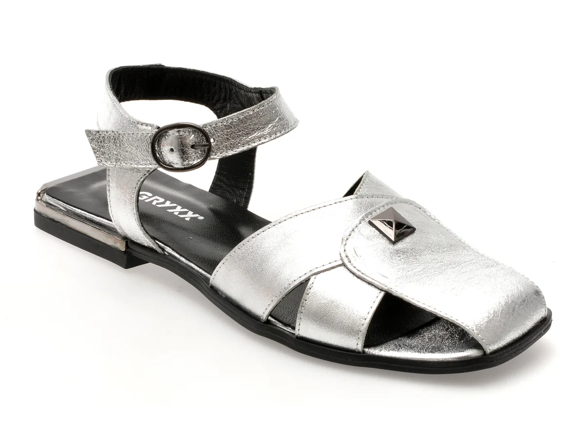 Sandale GRYXX Argintii, 6400015, Din Piele Naturală