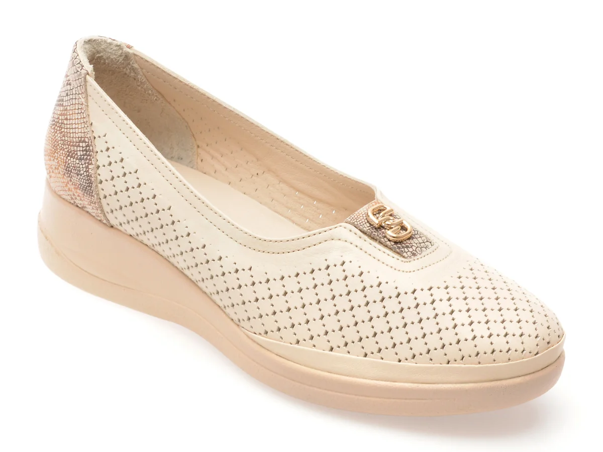 Pantofi Image Bej, 13400, Din Piele Naturala