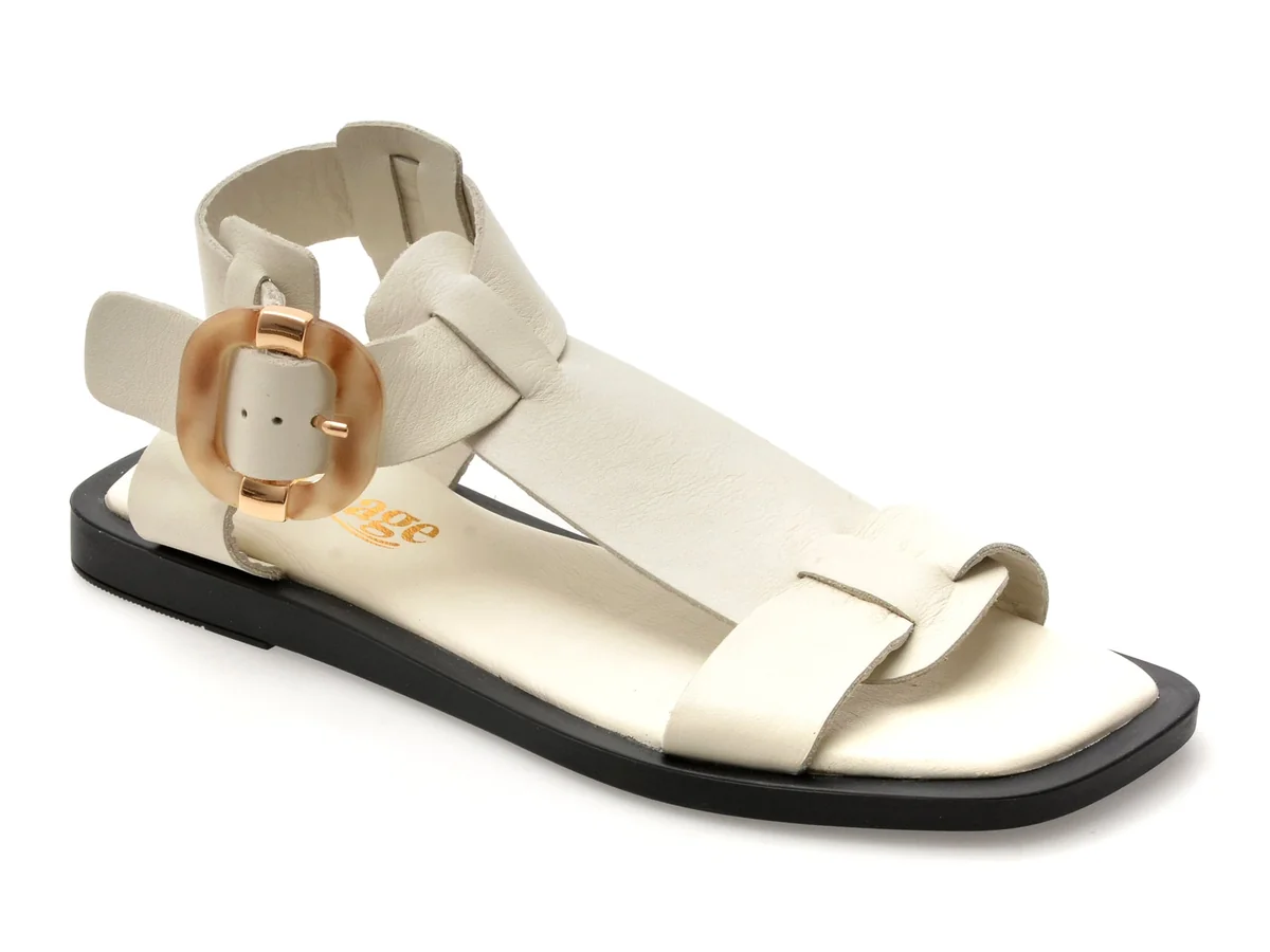 Sandale Image Albe, 4845592, Din Piele Naturala