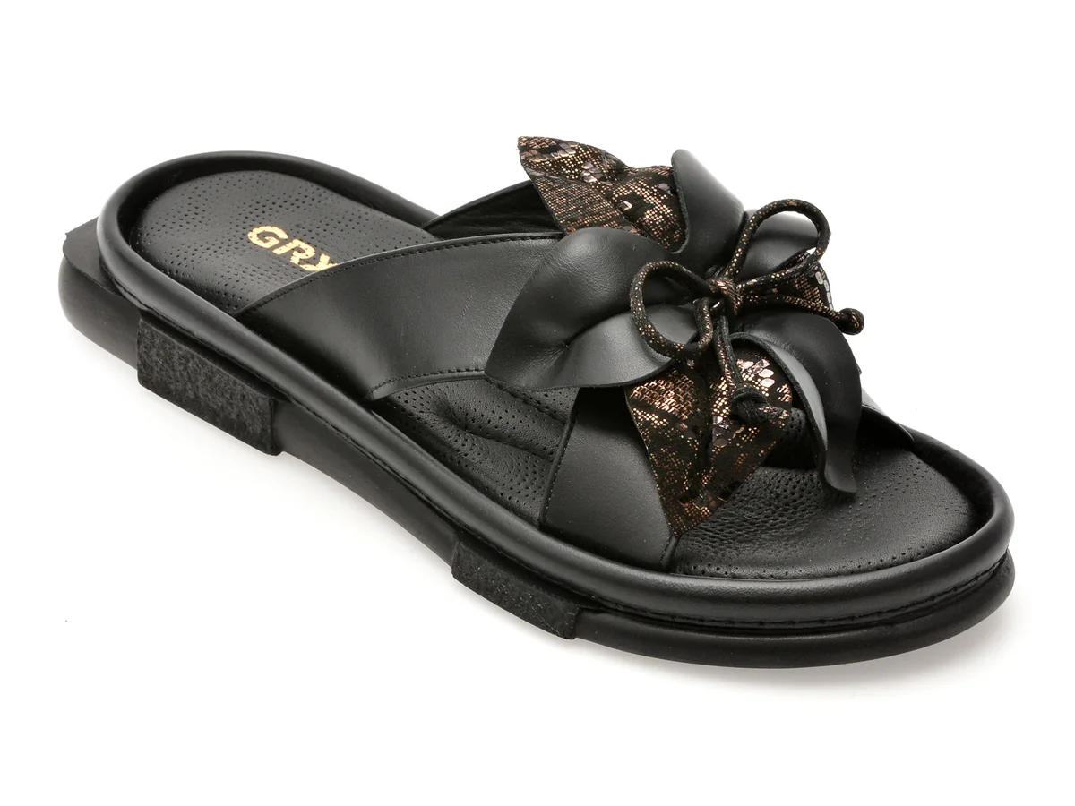 Papuci GRYXX Negri, 91223, Din Piele Naturală