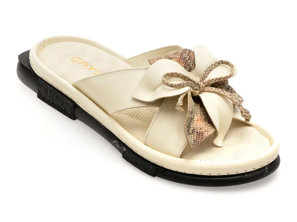 Papuci Gryxx Albi, 91223, Din Piele Naturala