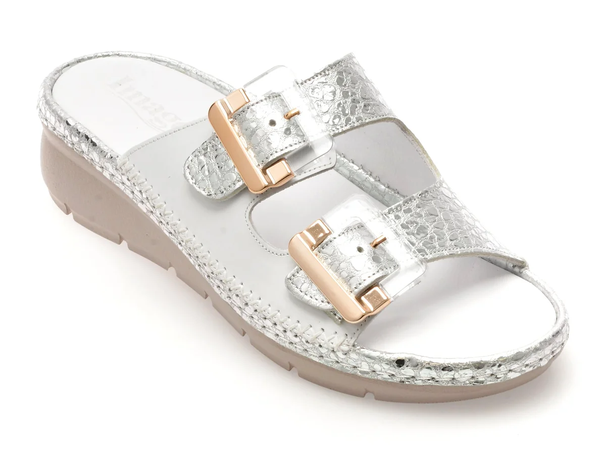 Papuci Image Albi, 91123, Din Piele Naturală