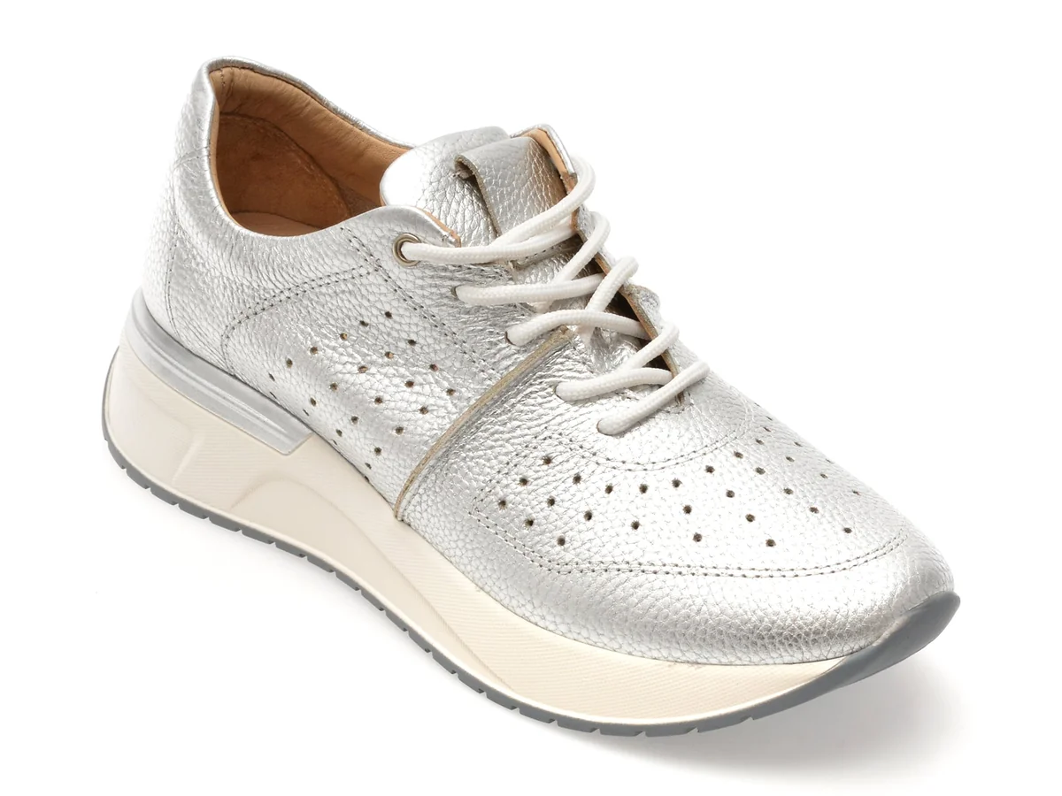 Pantofi Sport Epica Argintii, 4442906, Din Piele Naturala