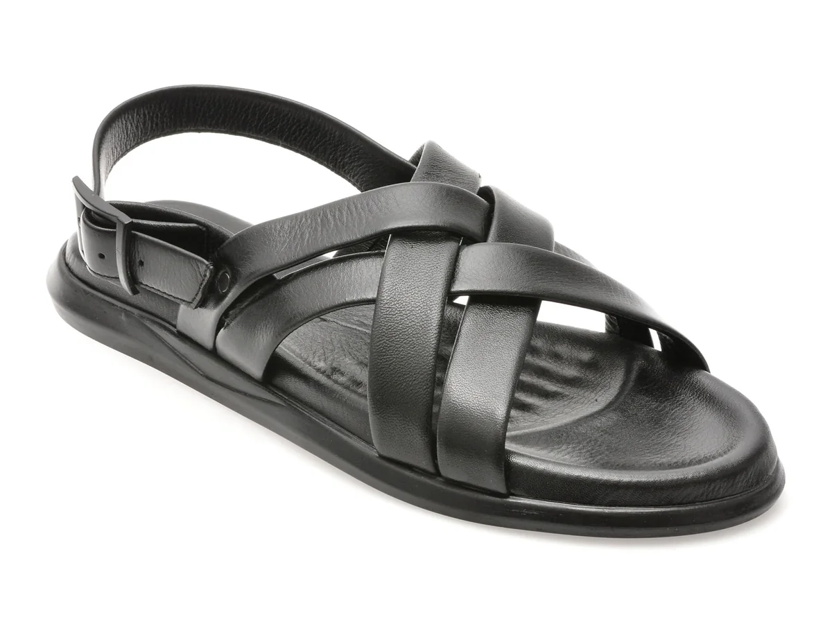 Sandale Otter Negre, AL2402, Din Piele Naturală