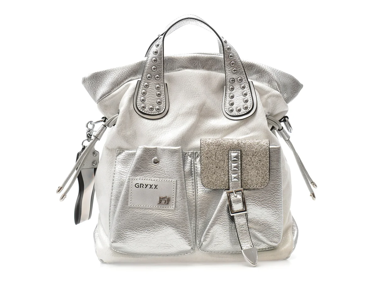 Geanta GRYXX Argintie, 64148, Din Piele Ecologica