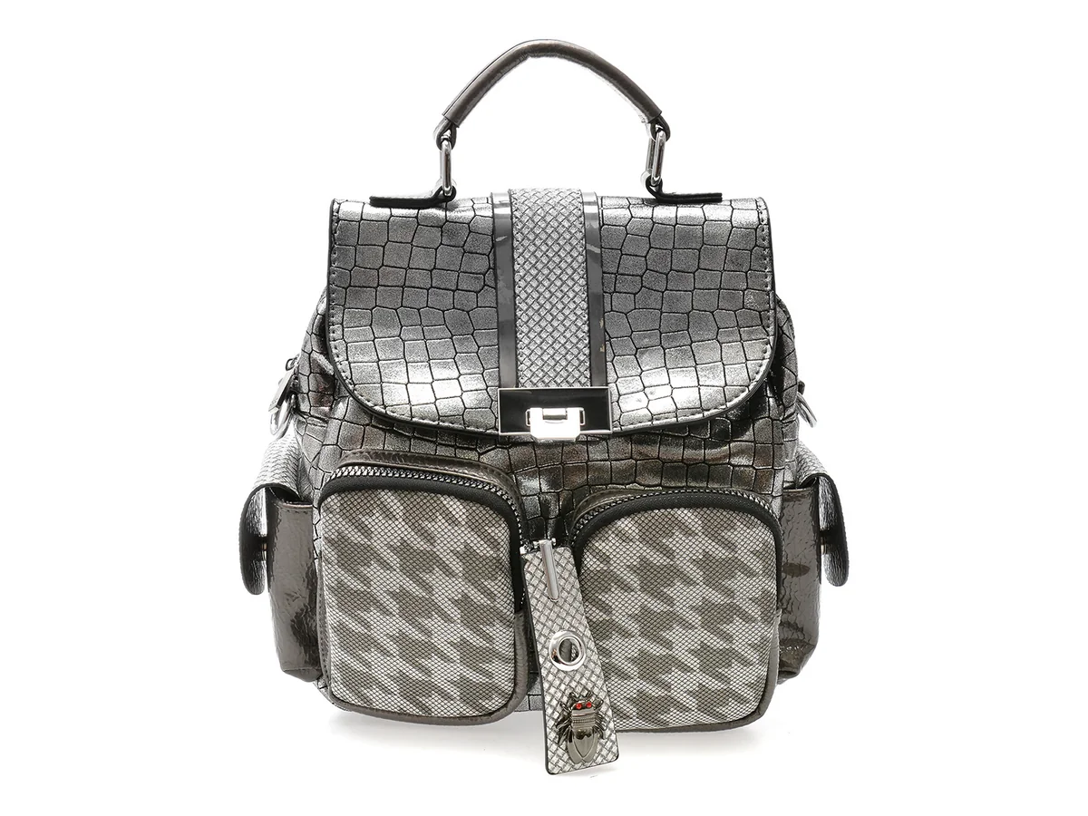 Rucsac Gryxx Argintiu, 63554, Din Piele Ecologica
