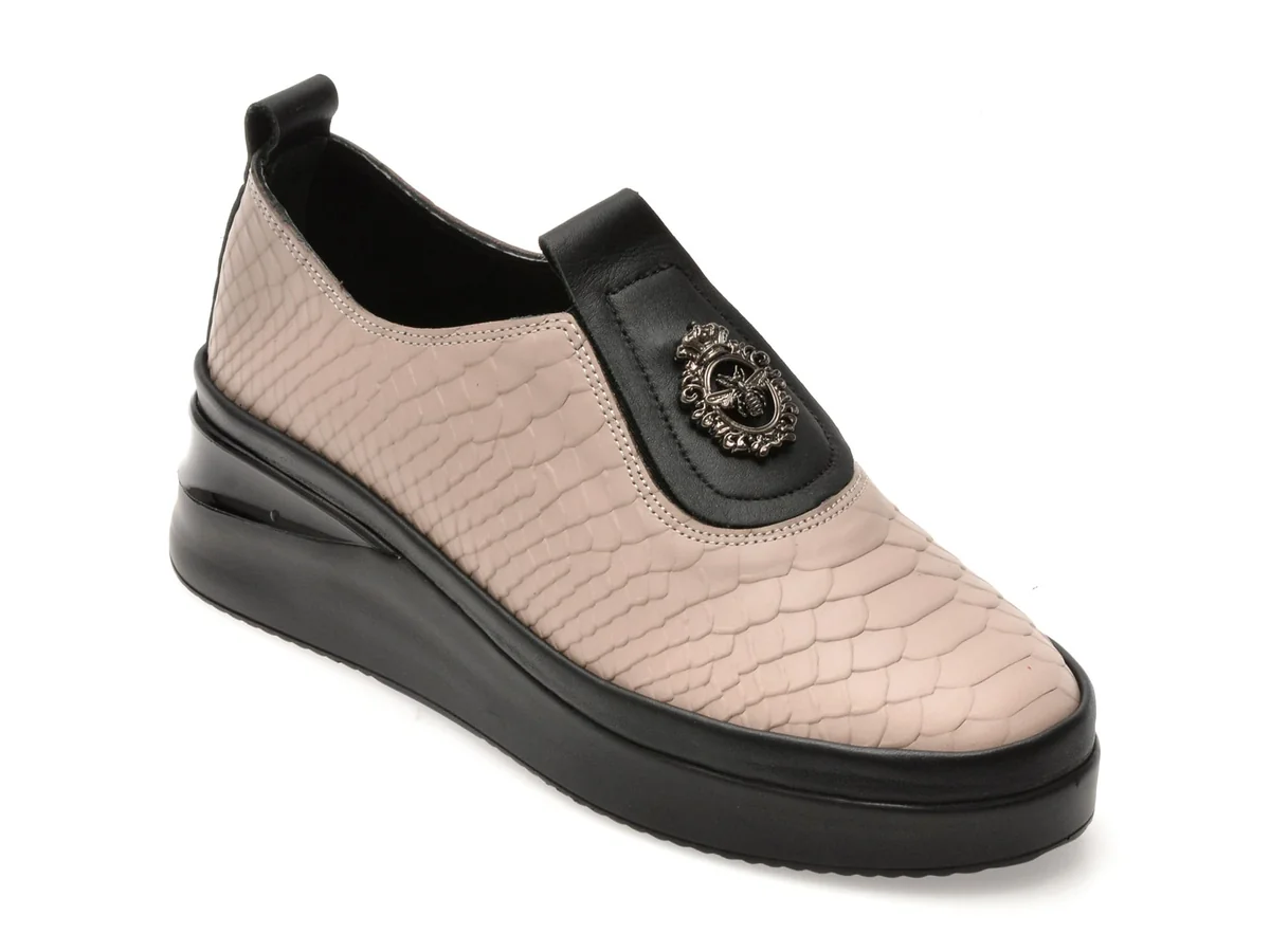 Pantofi Image Gri, 10660YB, Din Piele Naturala