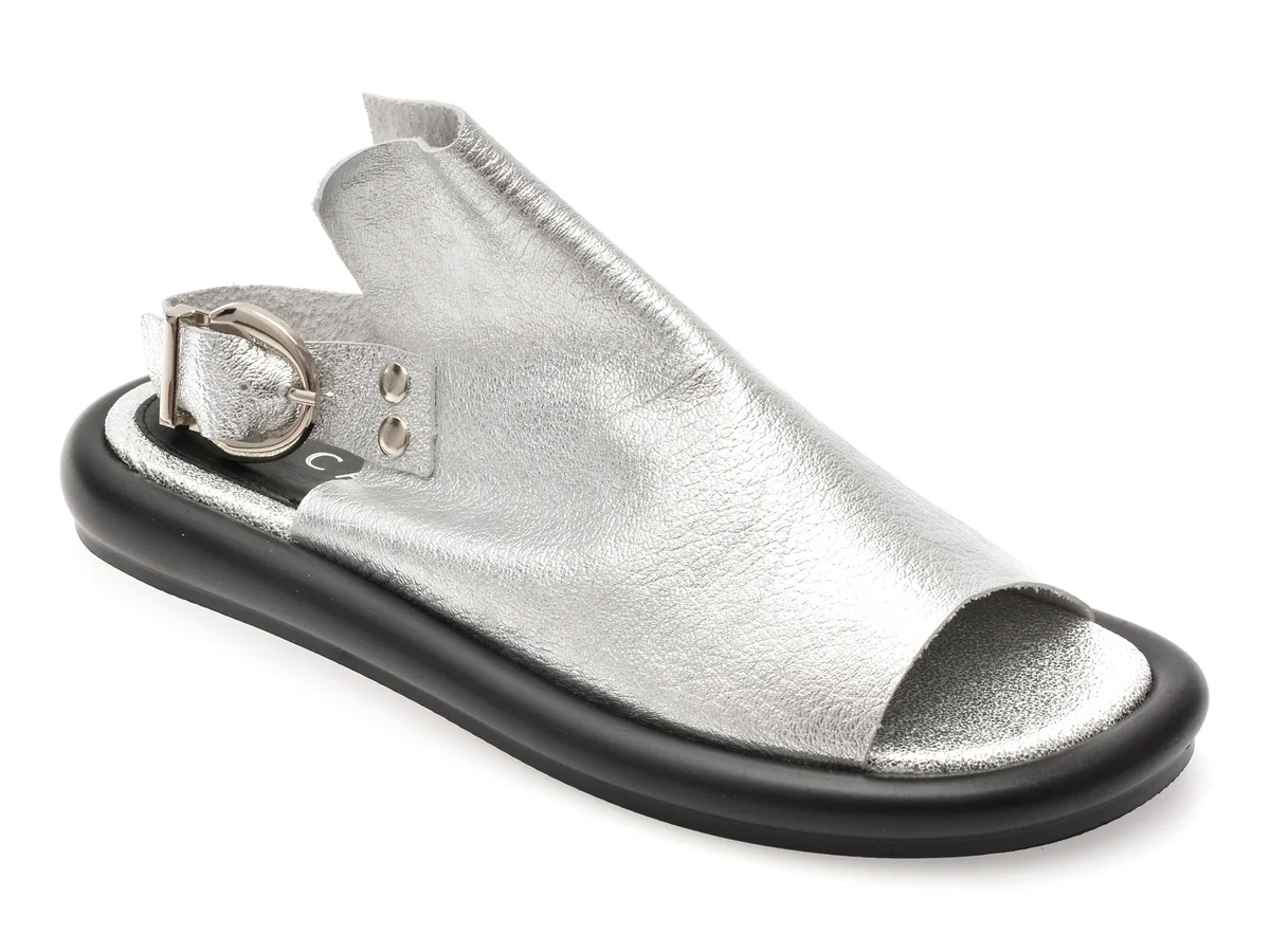 Sandale Epica Argintii, 3642337, Din Piele Naturala