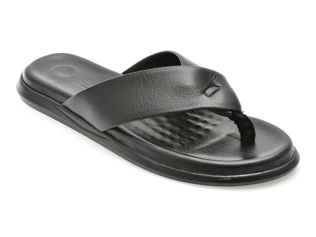 Papuci Otter Negri, AL2419, Din Piele Naturala