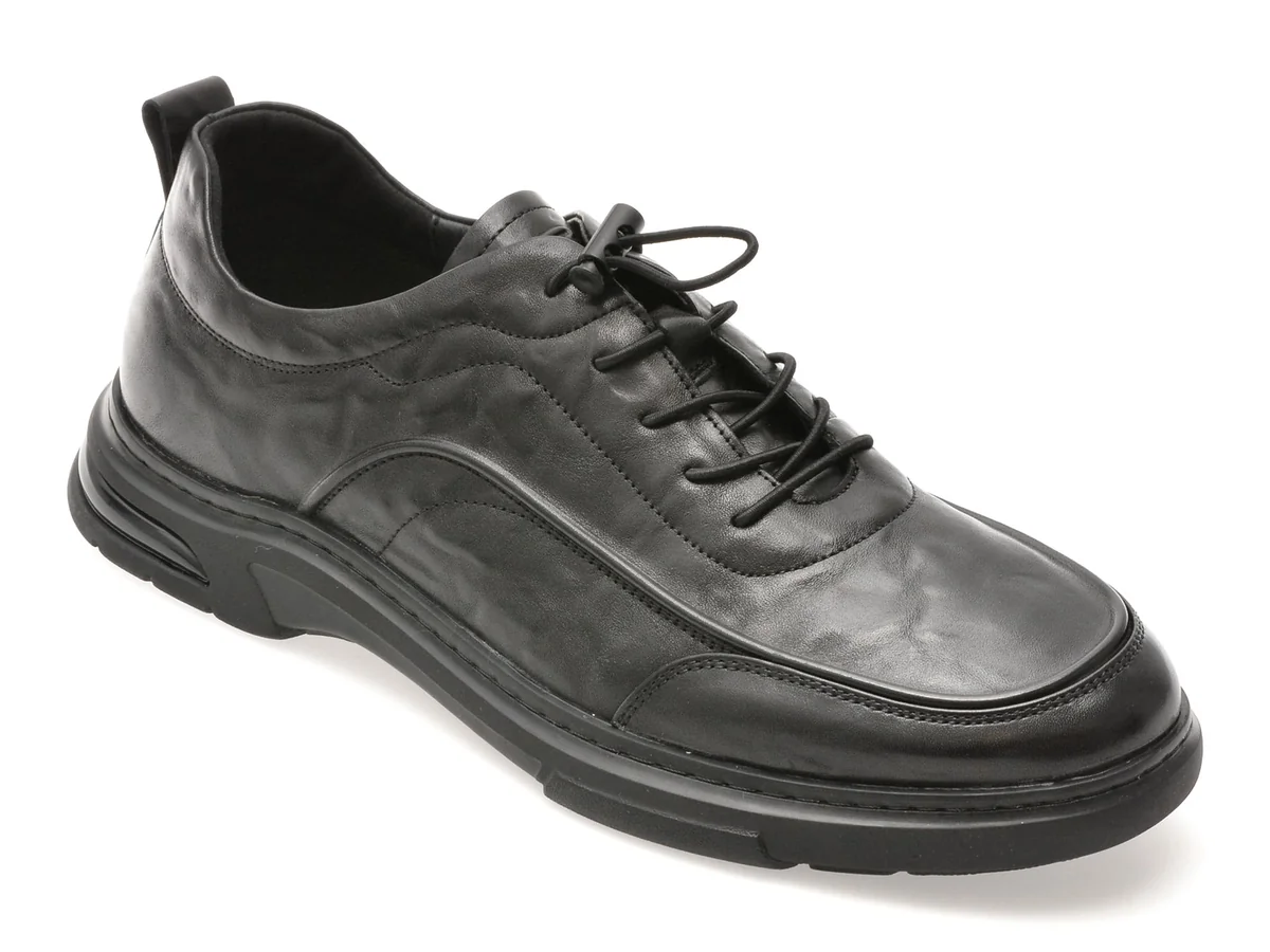 Pantofi Otter Negri, 37361, Din Piele Naturala