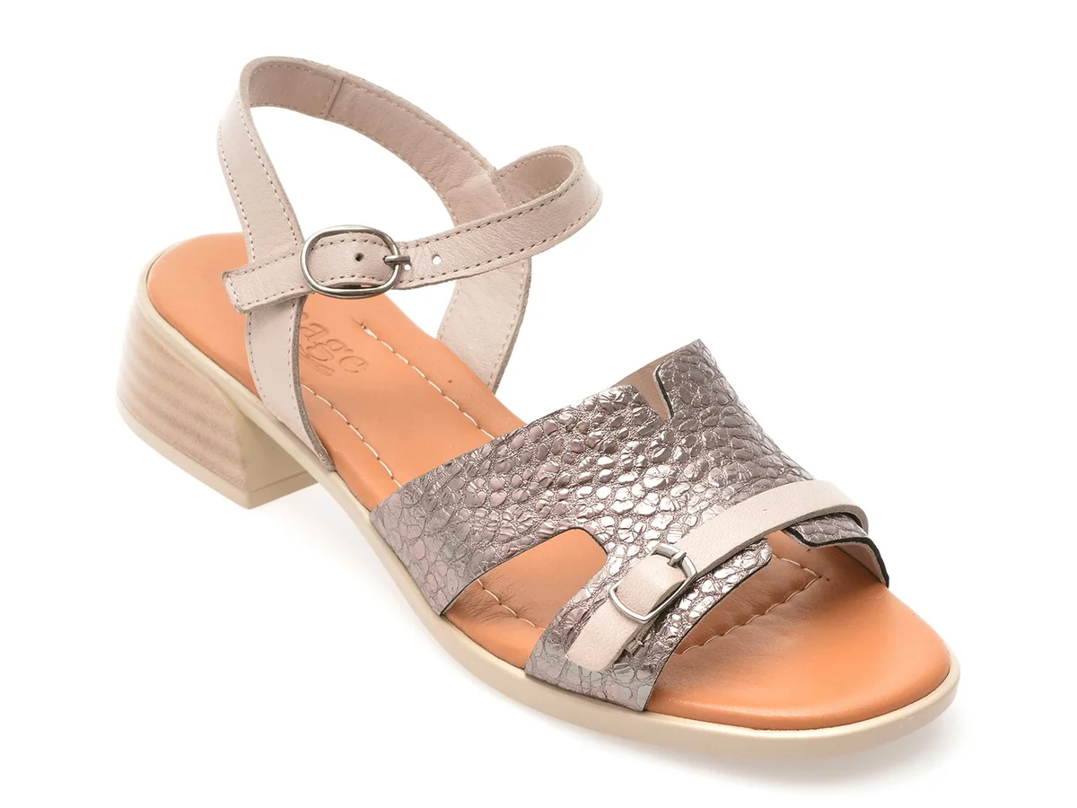 Sandale Image Gri, 10209, Din Piele Naturală