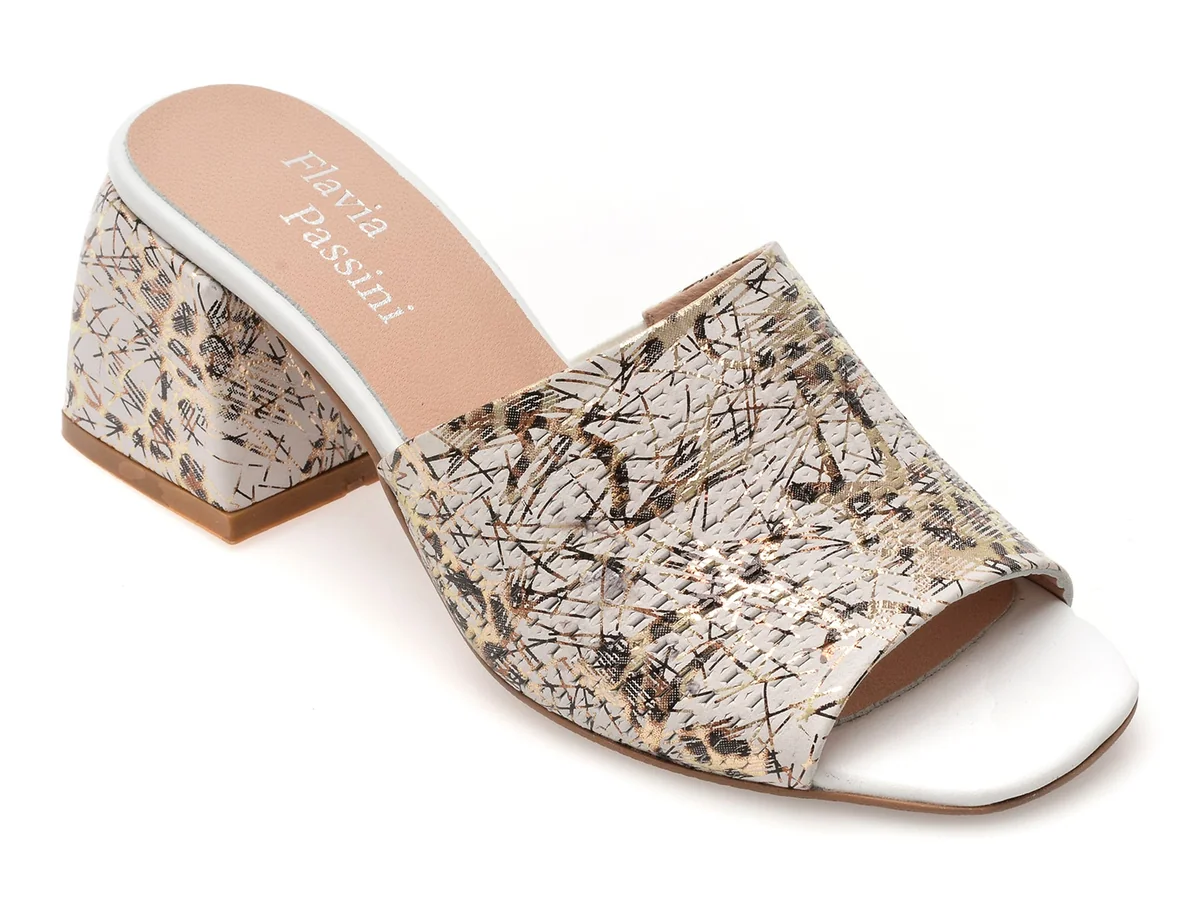 Papuci Flavia Passini Argintii, 4411641, Din Piele Naturala