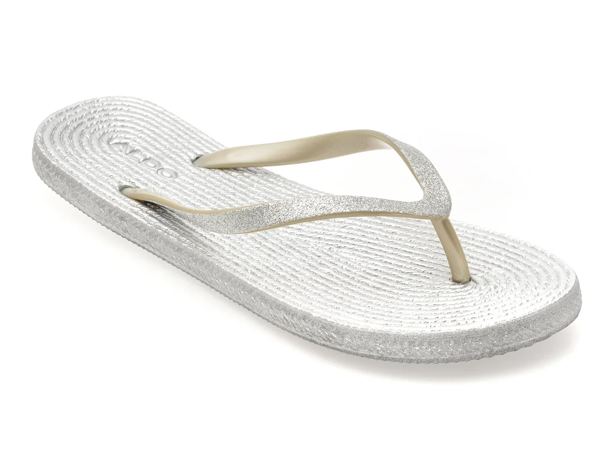 Papuci Aldo Argintii, ALOOMBA 040, Din Piele Ecologica